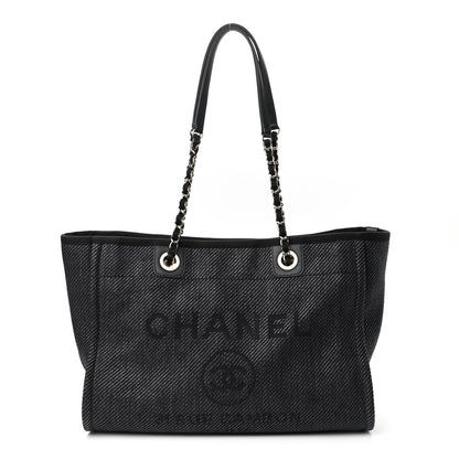 Chanel Mixed Fibers Calfskin Small Deauville Tote Black 1 of 9