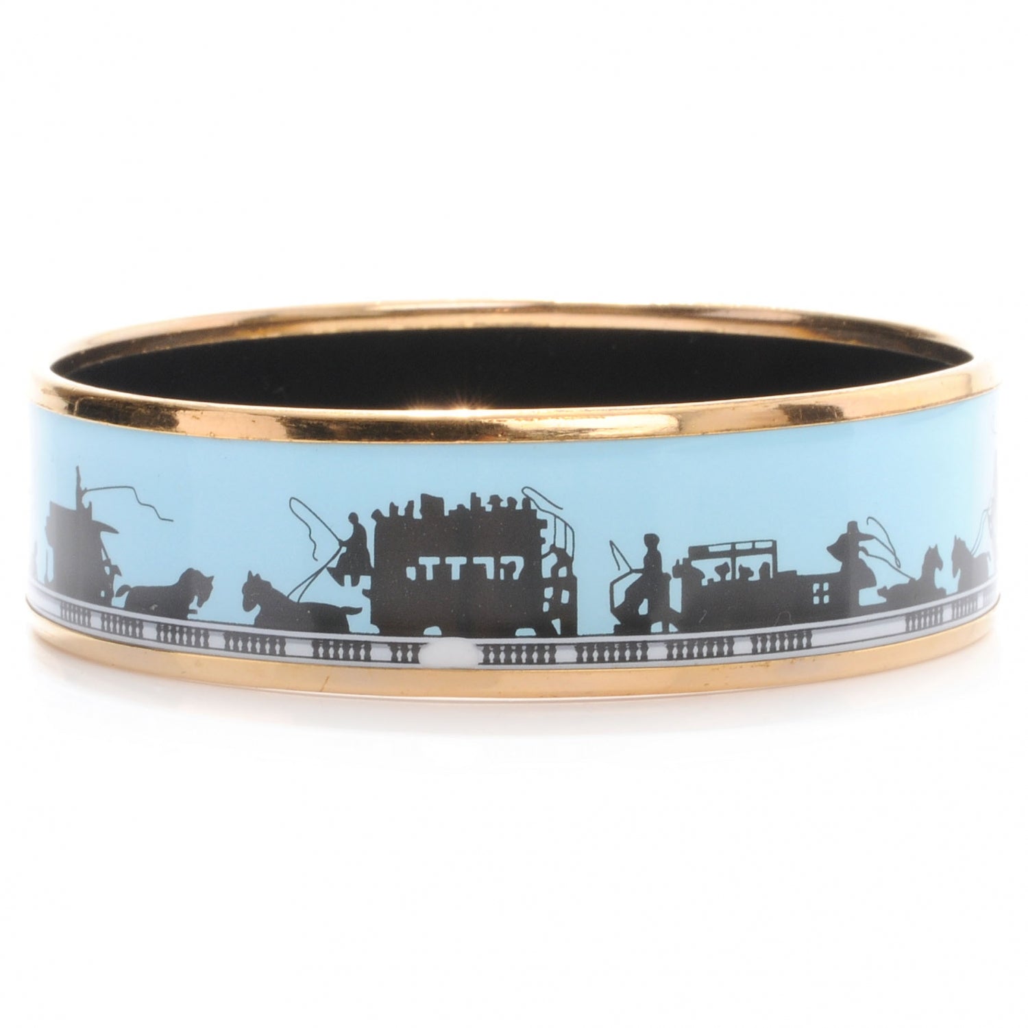 Hermes Enamel Printed Carriages Wide Bracelet 65 2 of 8