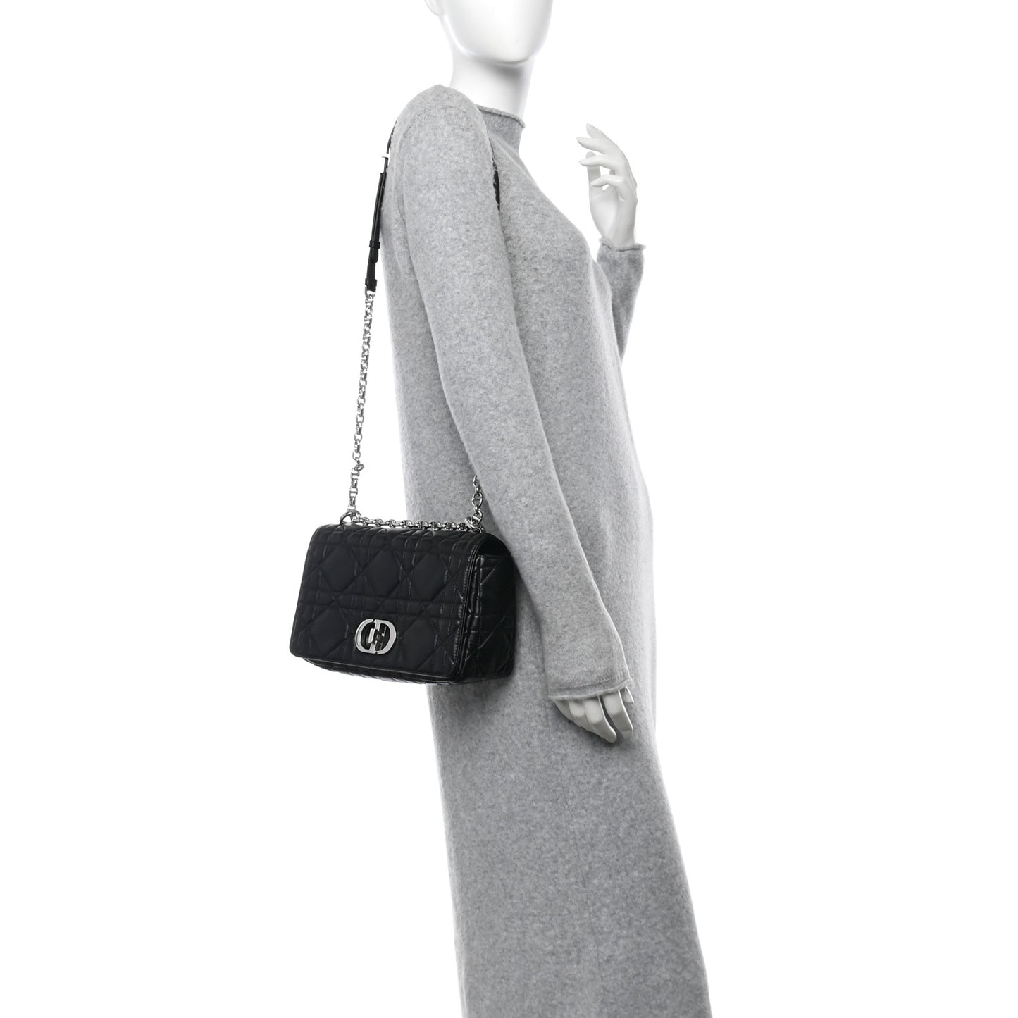 Calfskin Macrocannage Medium Caro Bag Black