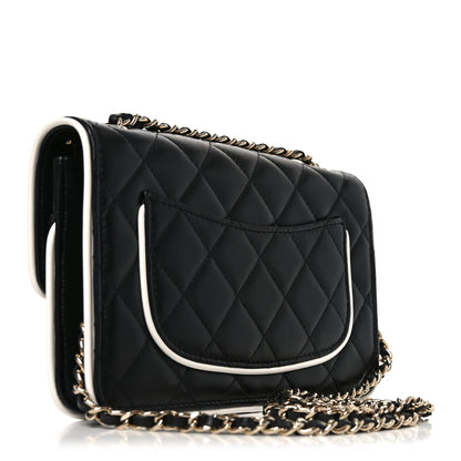 Chanel Lambskin Quilted Resin CC Mini Flap Bag Black White 2 of 11