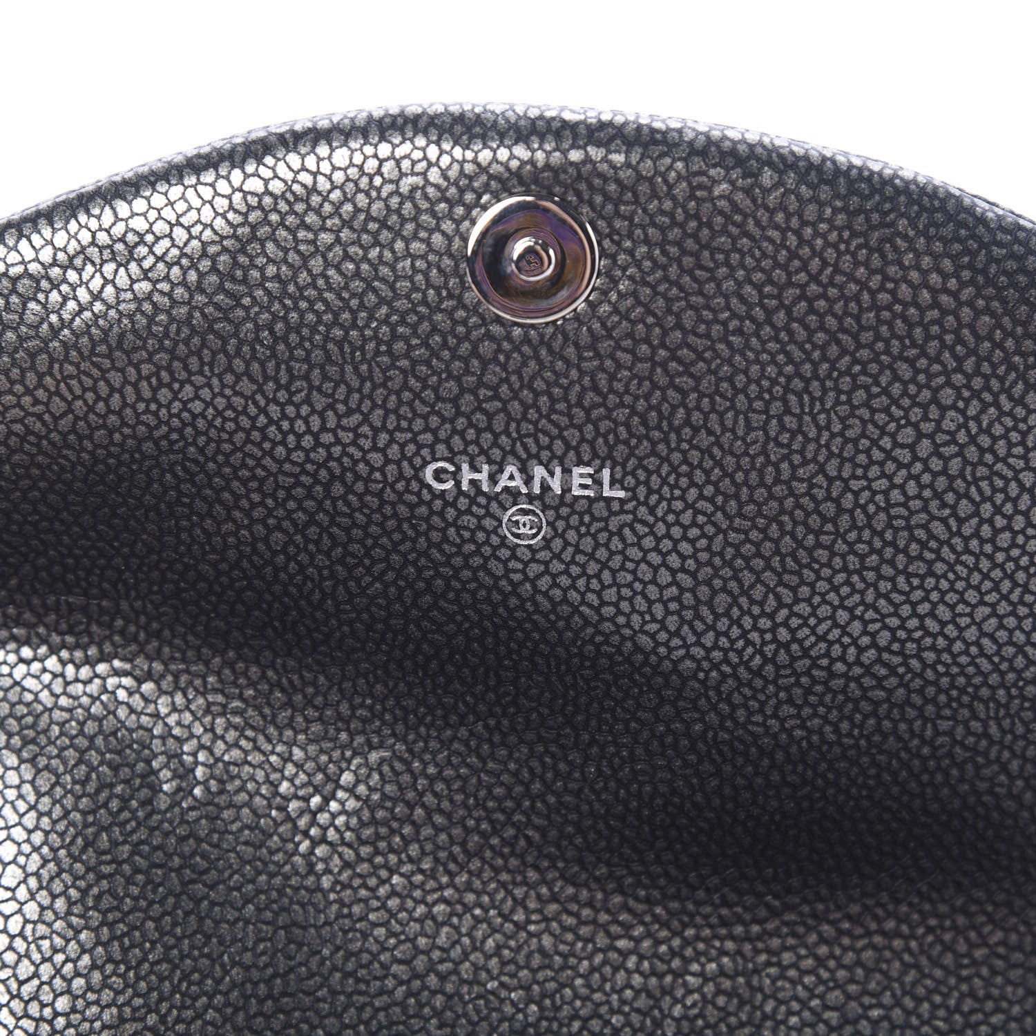 Chanel Metallic Caviar Half Moon Wallet On Chain WOC Dark Silver 5 of 12