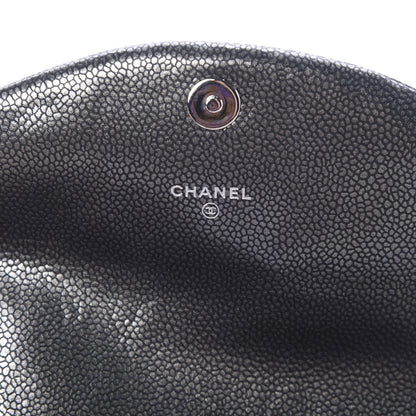 Chanel Metallic Caviar Half Moon Wallet On Chain WOC Dark Silver 5 of 12