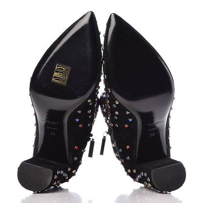 Saint Laurent Suede Crystal Betty 95 Ankle Boots 38 Black Multicolor 5 of 8