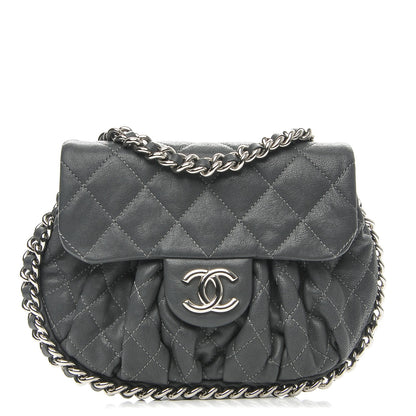 Chanel Washed Lambskin Quilted Mini Chain Around Flap Dark Grey 1 of 7