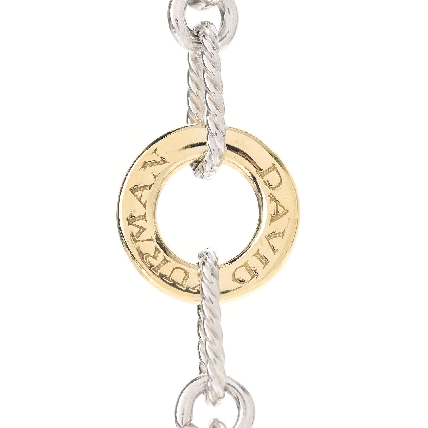 David Yurman Sterling Silver 18K Yellow Gold Figaro Two Tone Link Necklace 4 of 5