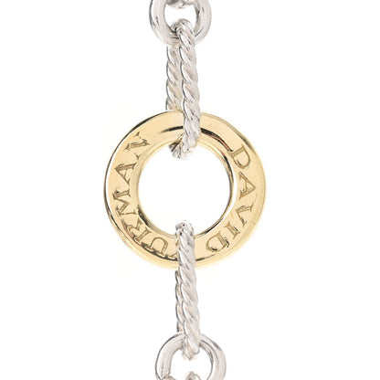 David Yurman Sterling Silver 18K Yellow Gold Figaro Two Tone Link Necklace 4 of 5
