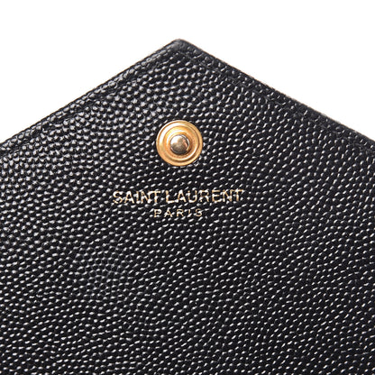 Saint Laurent Grain De Poudre Matelasse Chevron Monogram Chain Wallet Black 7 of 13