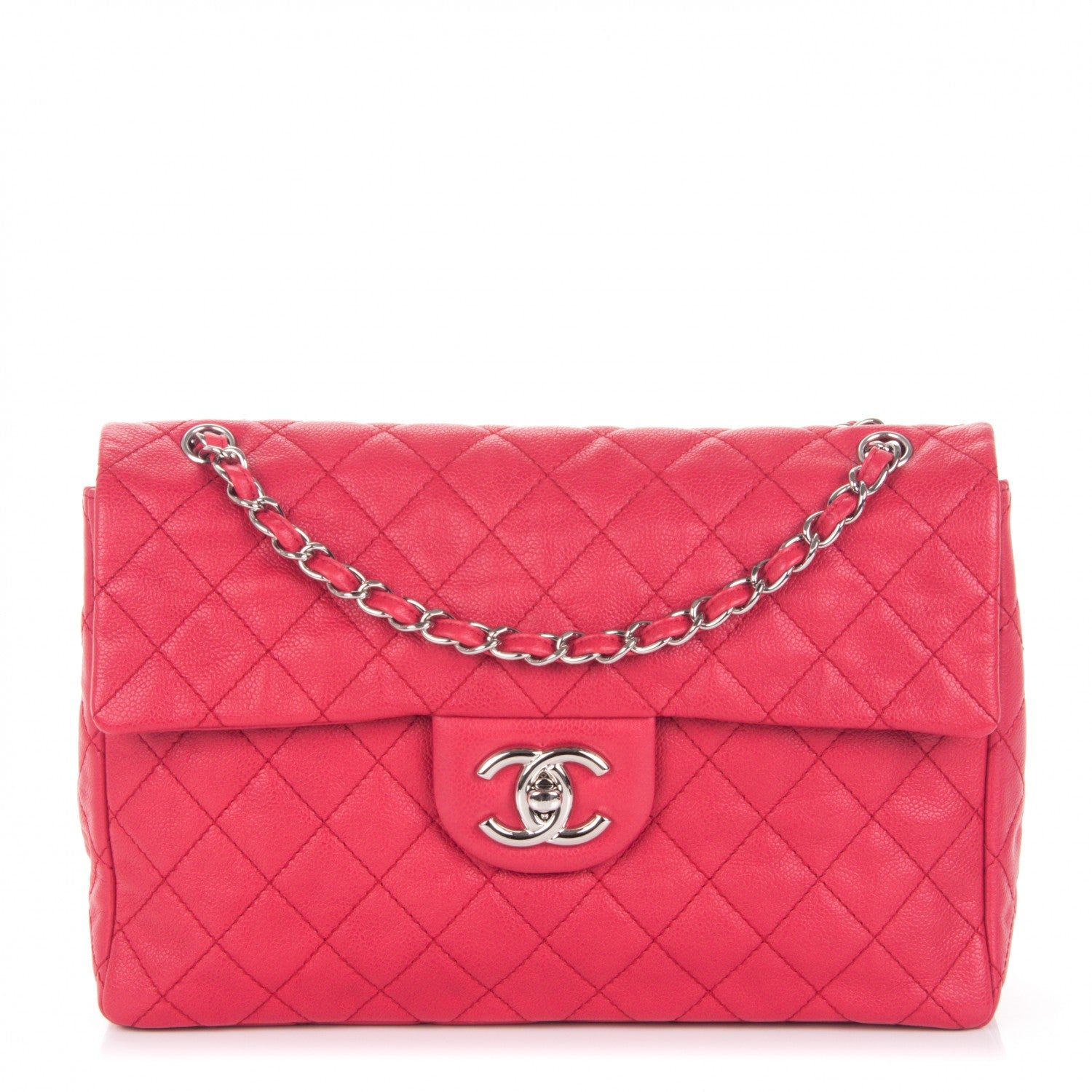 Chanel Washed Caviar Quilted Maxi Single Flap Fuchsia 1 of 7