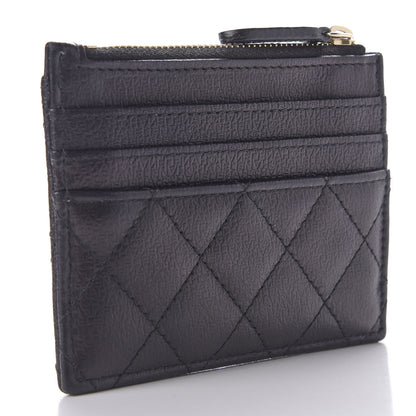 Chanel Letter Calfskin Embossed Quilted CC Zip Card Holder Black 3 of 8