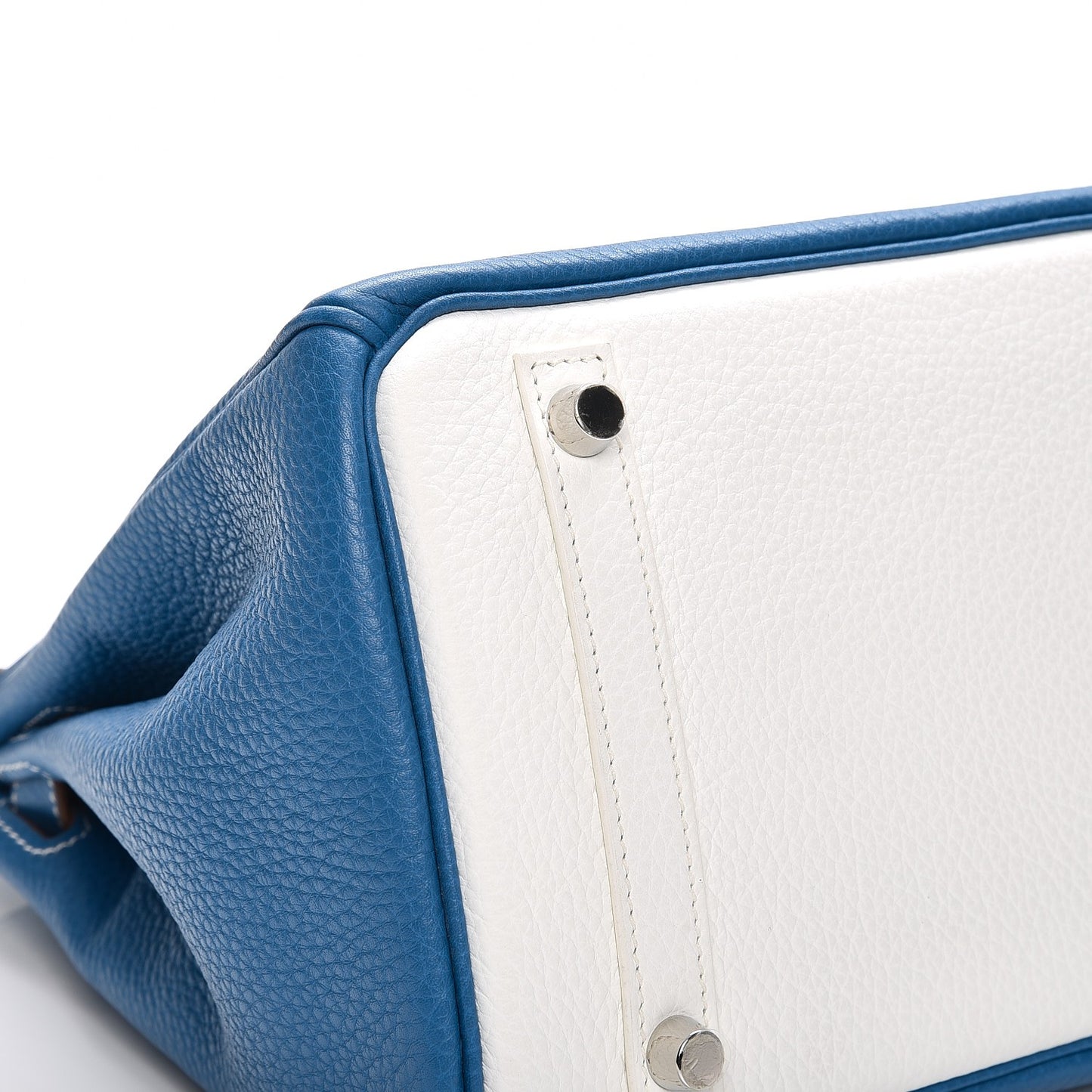Taurillon Clemence Bi-Color Birkin 30 Mykonos White