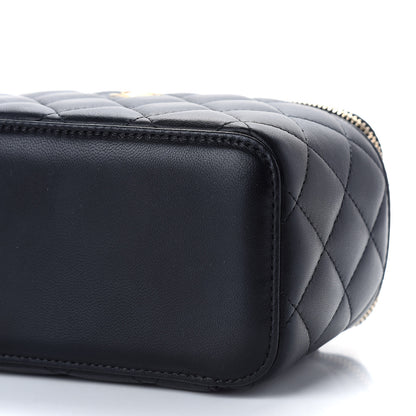 Chanel Lambskin Quilted Pearl Crush Small Vanity Case With Chain Black 9 of 9