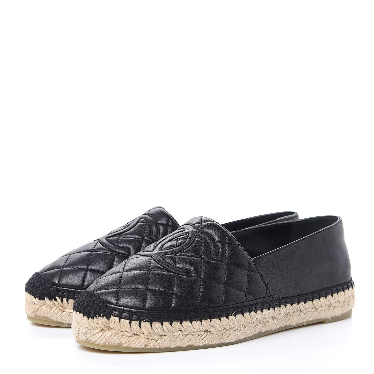 Lambskin Quilted CC Espadrilles 36 Black