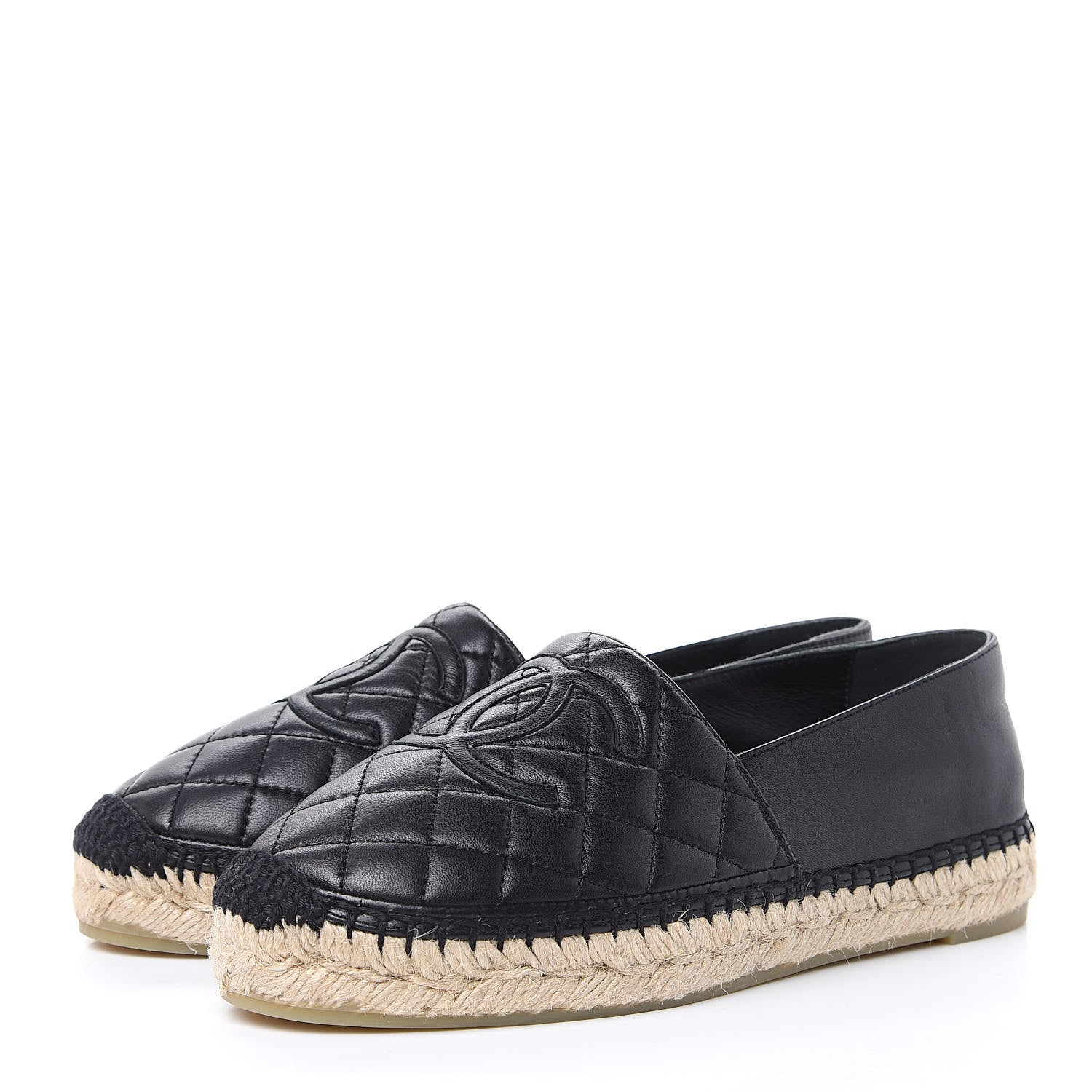 Chanel Lambskin Quilted CC Espadrilles 36 Black 3 of 9
