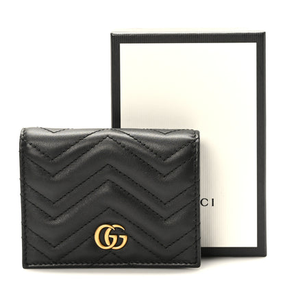 Gucci Calfskin Matelasse GG Marmont Card Case Wallet Black 9 of 9