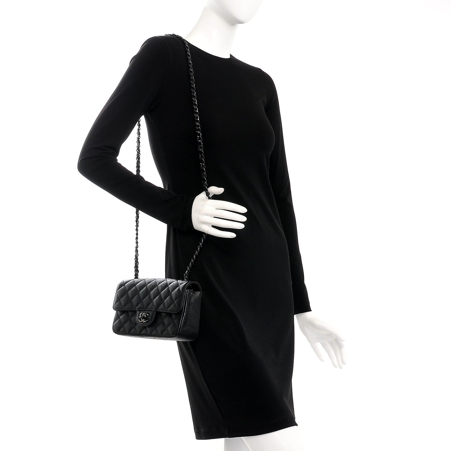 Crumpled Calfskin Quilted Mini Rectangular Flap So Black