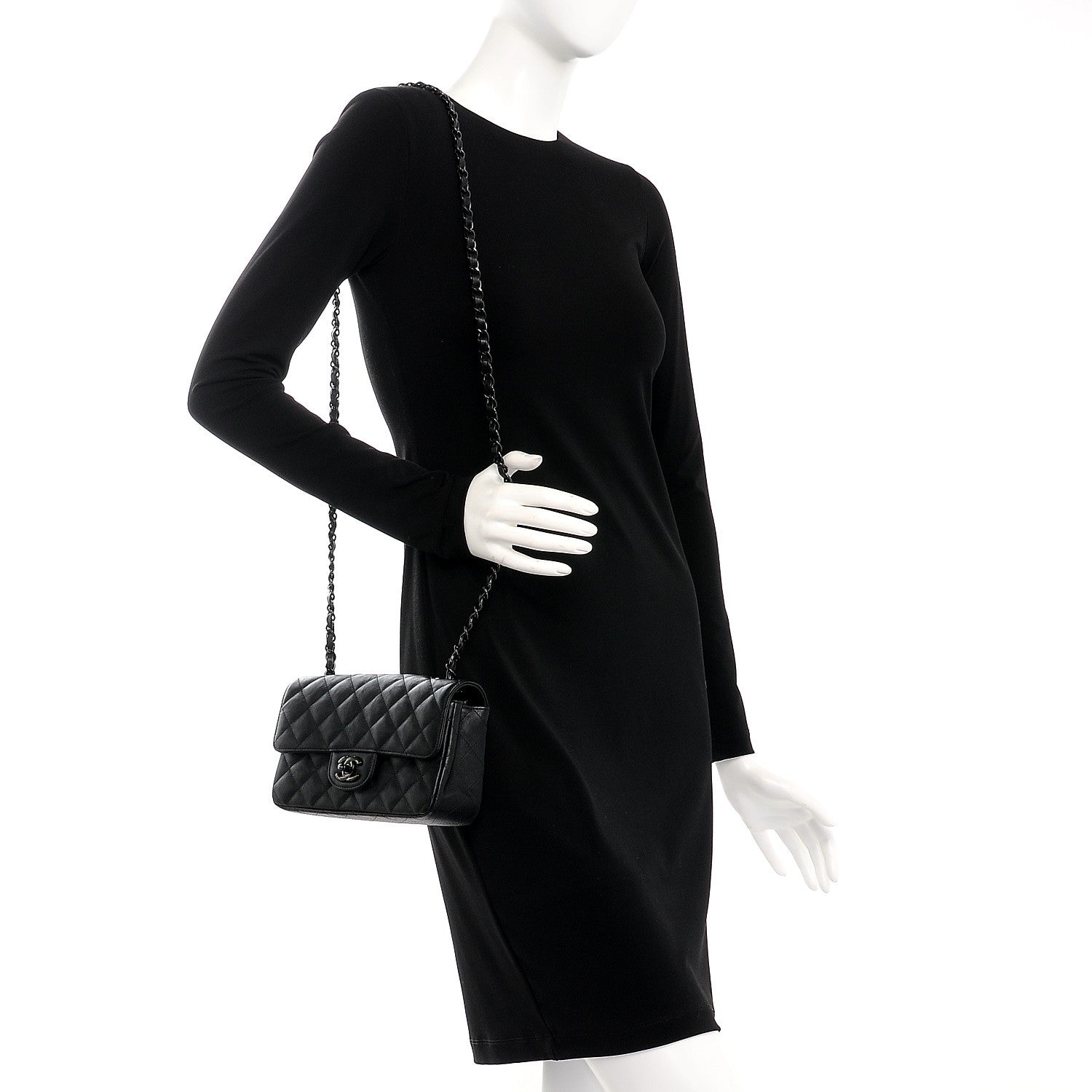 Chanel Crumpled Calfskin Quilted Mini Rectangular Flap So Black 2 of 7