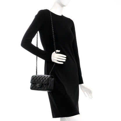 Chanel Crumpled Calfskin Quilted Mini Rectangular Flap So Black 2 of 7