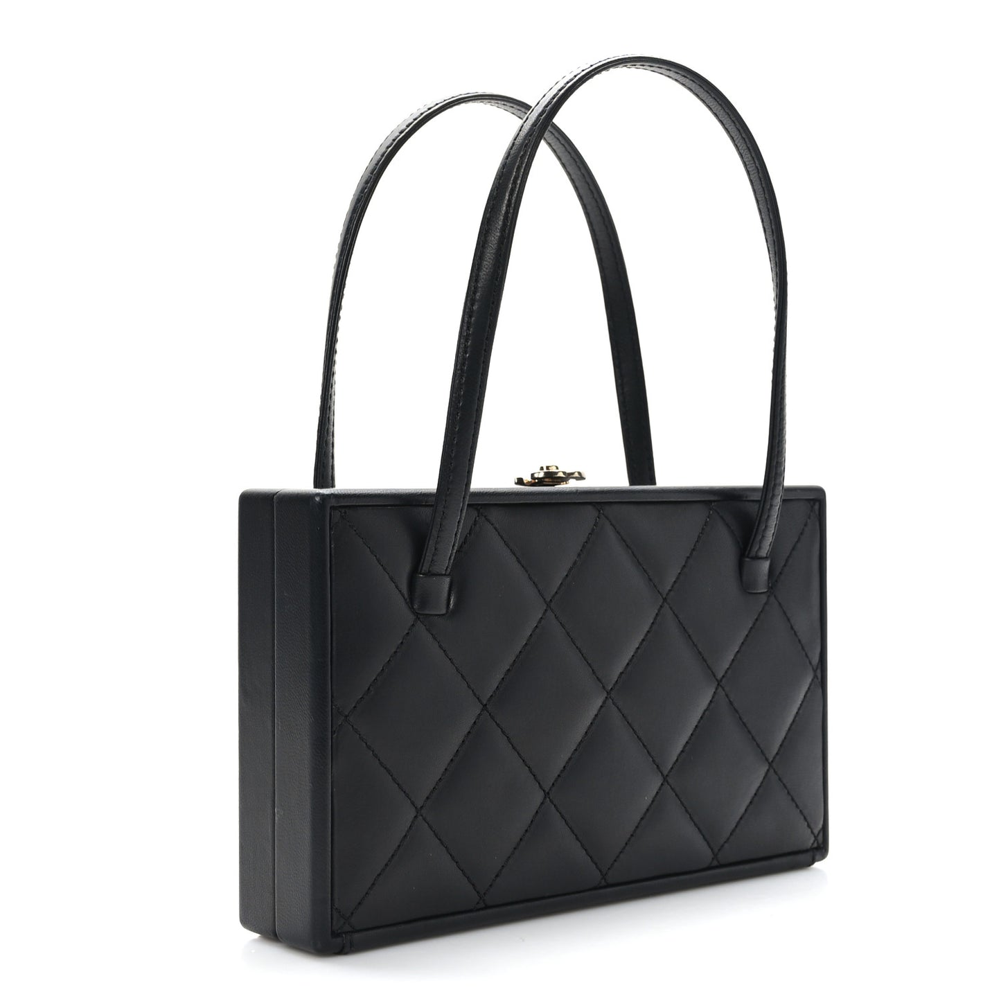 Lambskin Quilted CC Handle Bag Black
