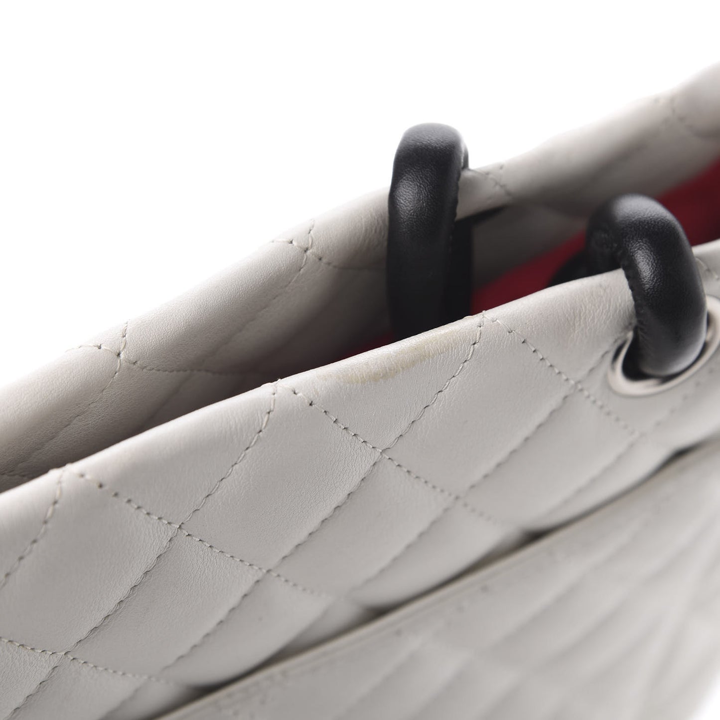 Calfskin Quilted Large Cambon Tote White Black