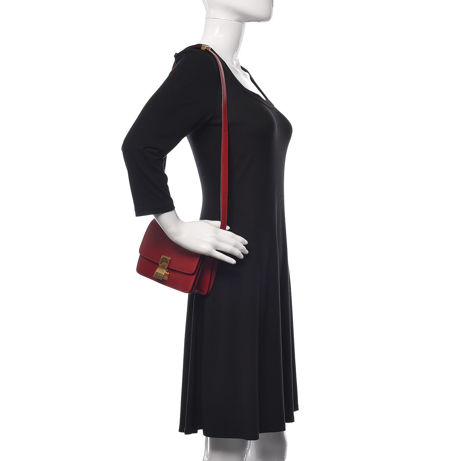 Celine Smooth Calfskin Small Classic Box Flap Bag Red 2 of 10