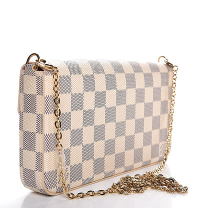 Louis Vuitton Damier Azur Pochette Felicie Chain Wallet Rose Ballerine 3 of 10
