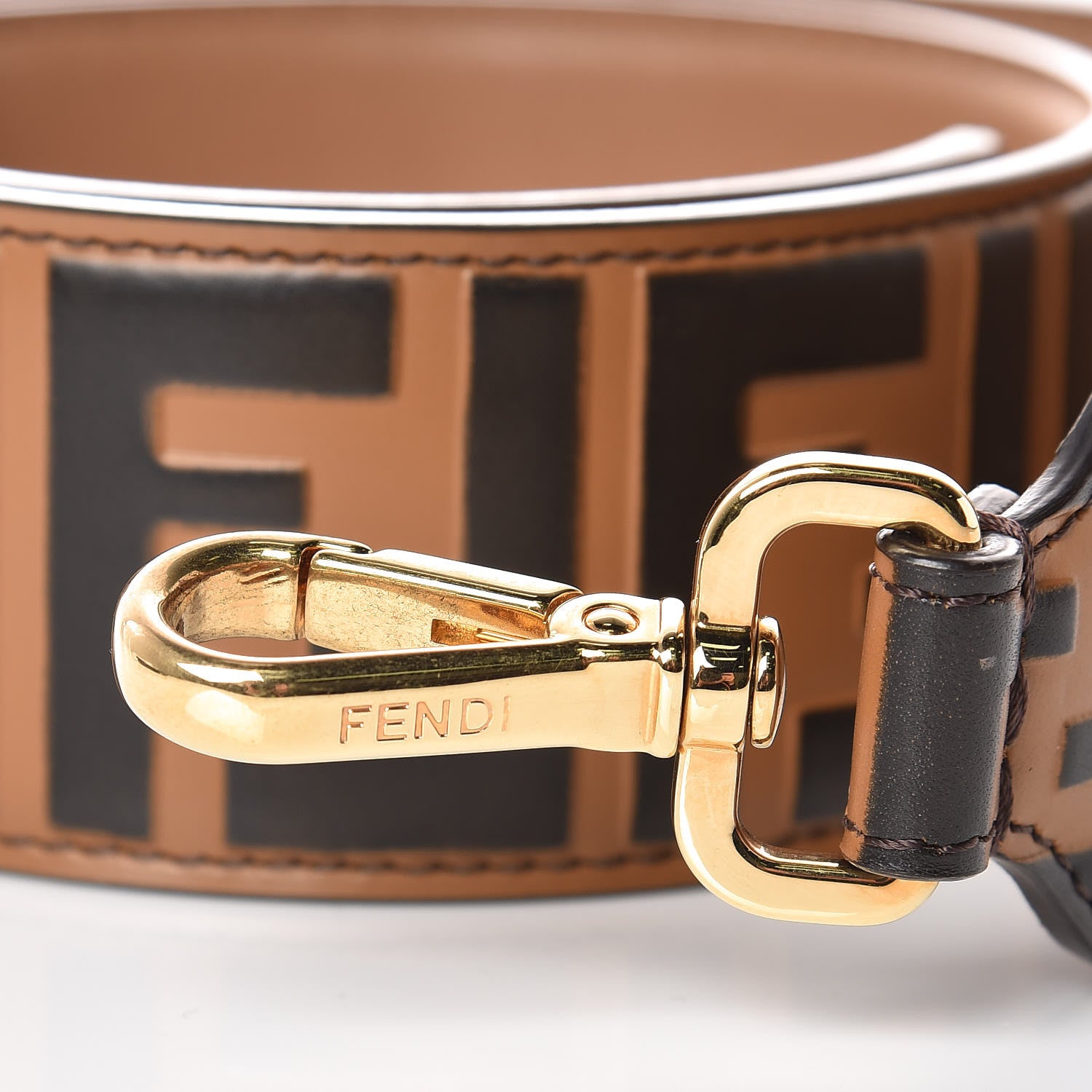 Fendi Calfskin FF 1974 Embossed Strap You Tobacco Black 4 of 7
