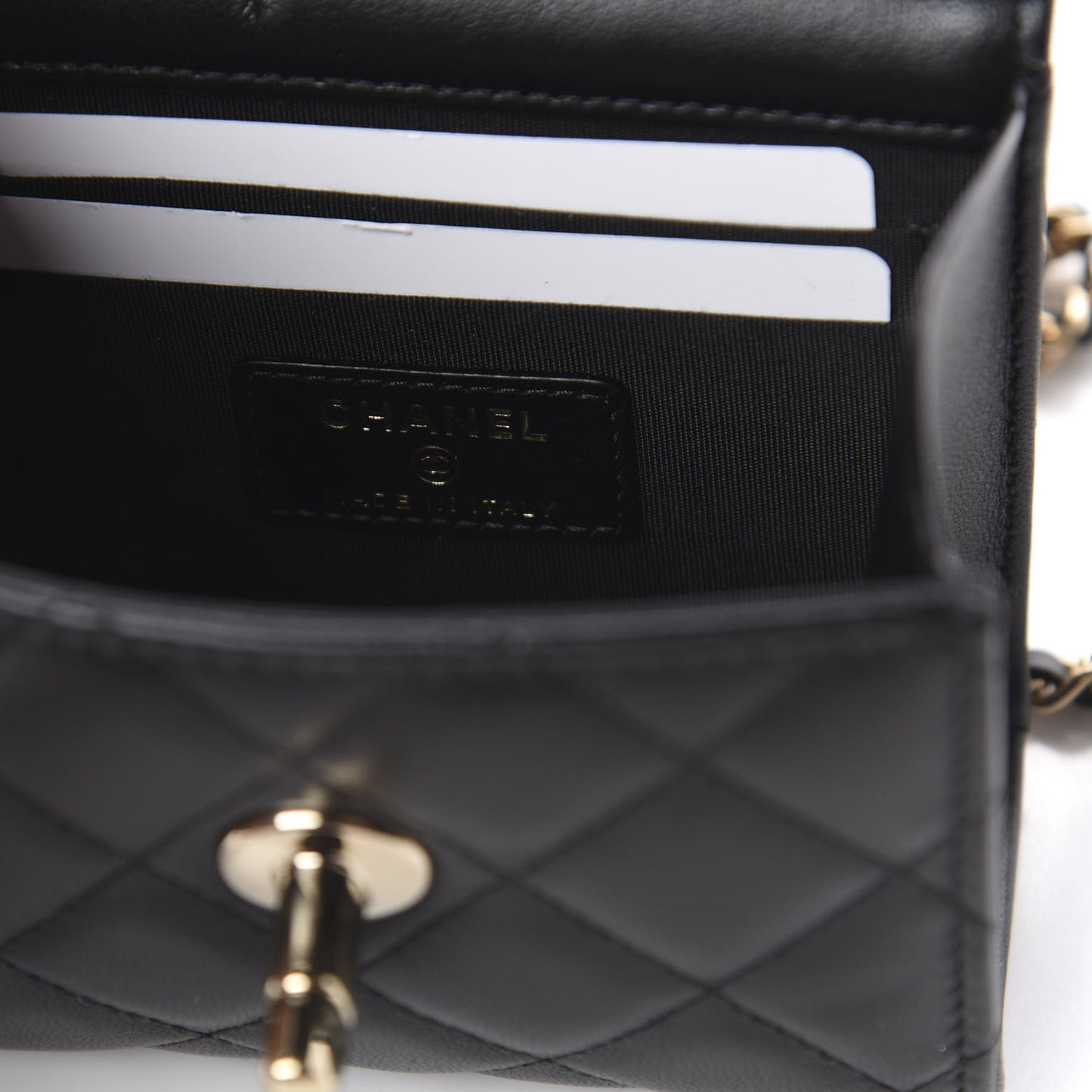 Lambskin Quilted Mini Trendy CC Chain Wallet Black