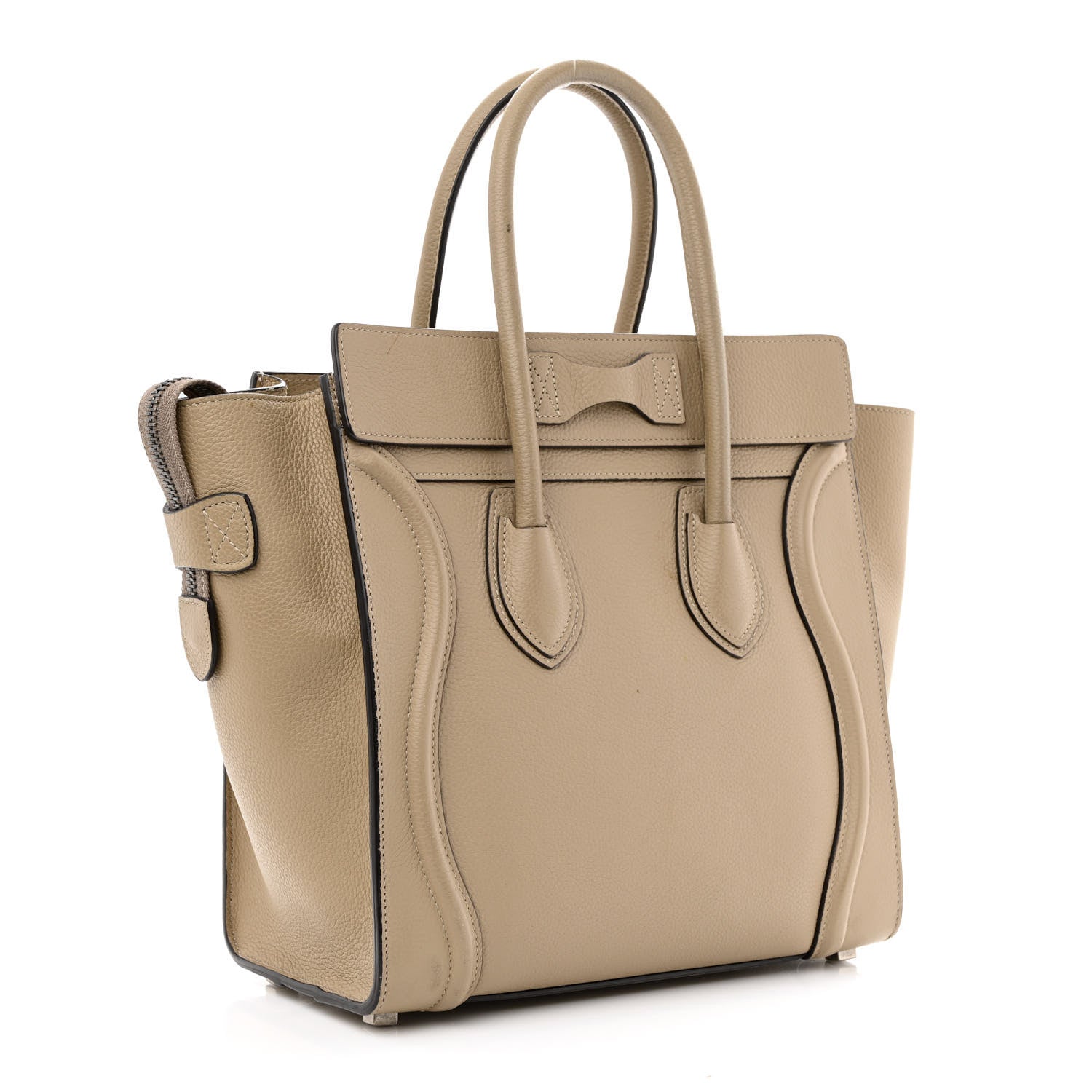 Celine Drummed Calfskin Micro Luggage Dune 3 of 13