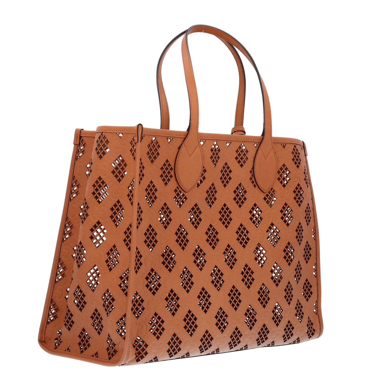 Gucci Calfskin GG Monogram Diamond Cut Medium Ophidia Tote Bag Brown 4 of 10