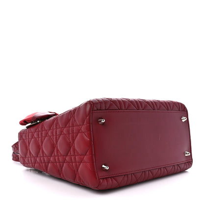 Christian Dior Lambskin Cannage Bow Medium Lady Dior Burgundy 4 of 10