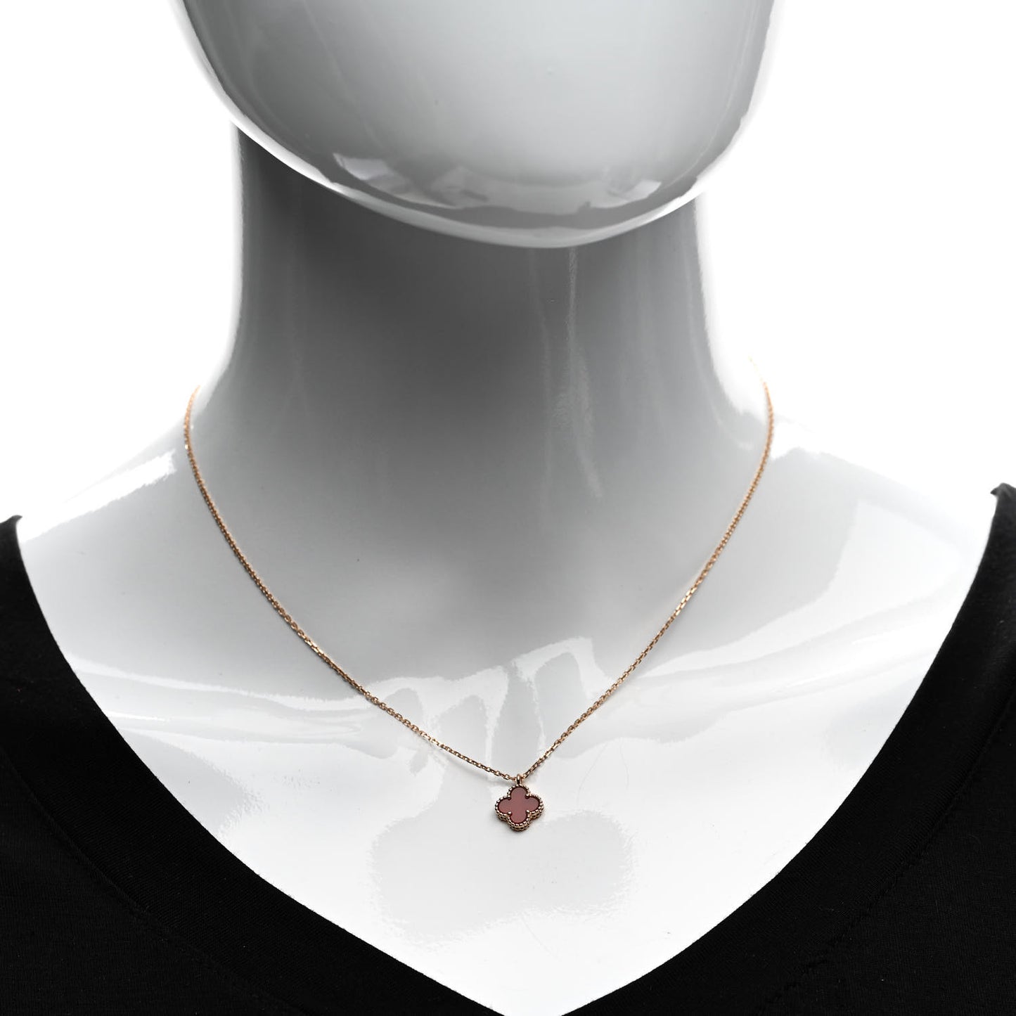 18K Rose Gold Carnelian Sweet Alhambra Pendant Necklace