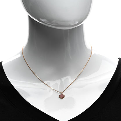 Van Cleef & Arpels 18K Rose Gold Carnelian Sweet Alhambra Pendant Necklace 2 of 5
