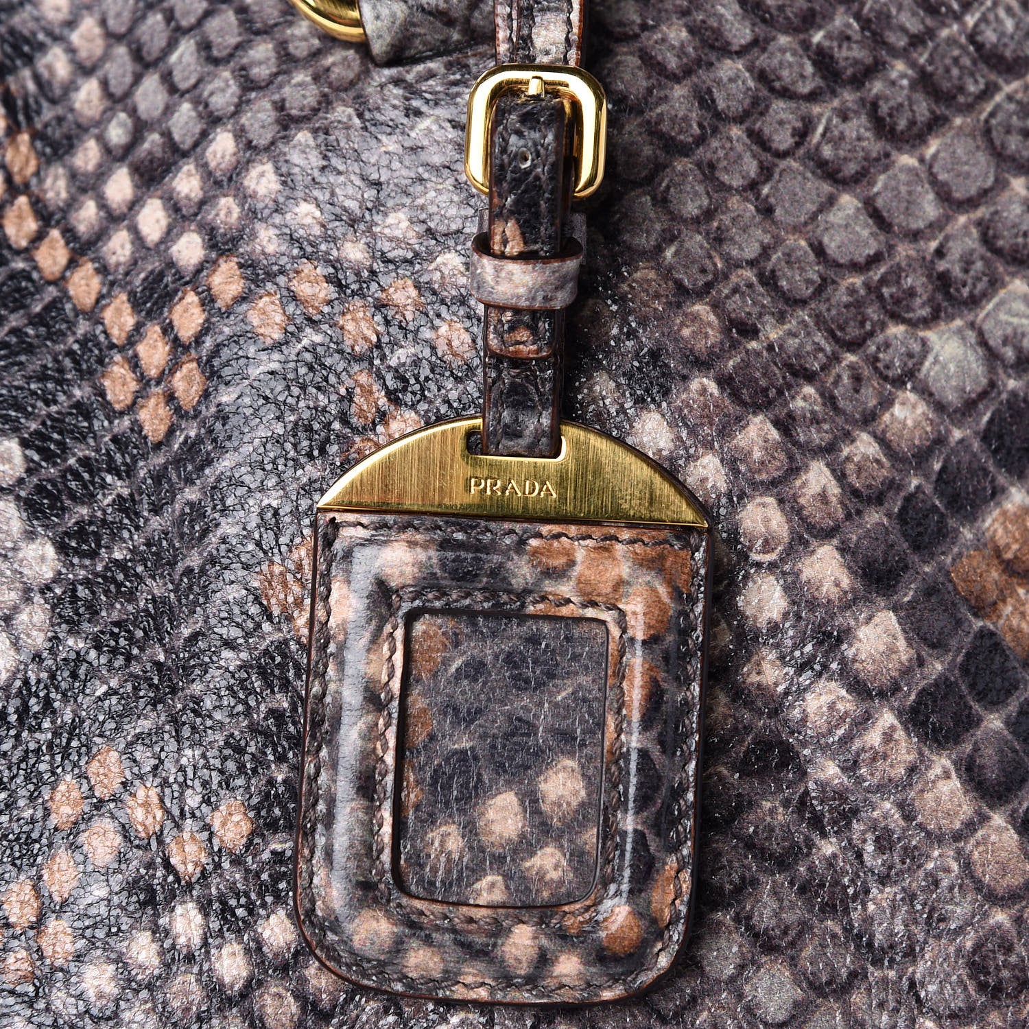 Prada Cervo Lux Snakeskin Print Shopping Bag Naturale 12 of 15