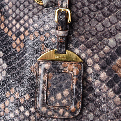 Prada Cervo Lux Snakeskin Print Shopping Bag Naturale 12 of 15