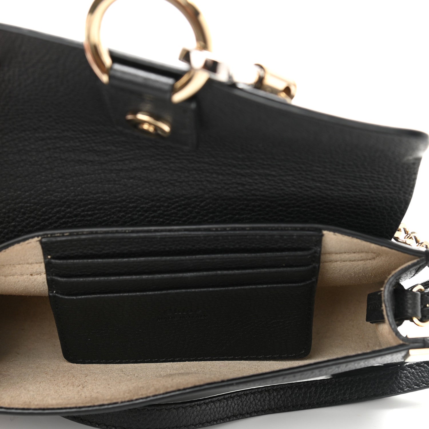 Chloe Grained Calfskin Lambskin Small Faye Shoulder Bag Black 4 of 9
