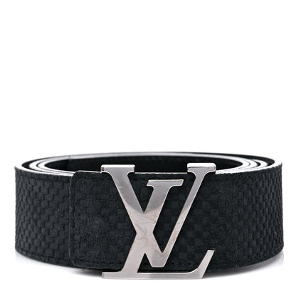 Louis Vuitton Suede Calfskin Mini Damier 40mm LV Initiales Belt 110 44 Carbone 1 of 8