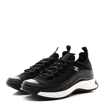 Chanel Velvet Calfskin Mixed Fibers CC Sneakers 39 Black 3 of 9
