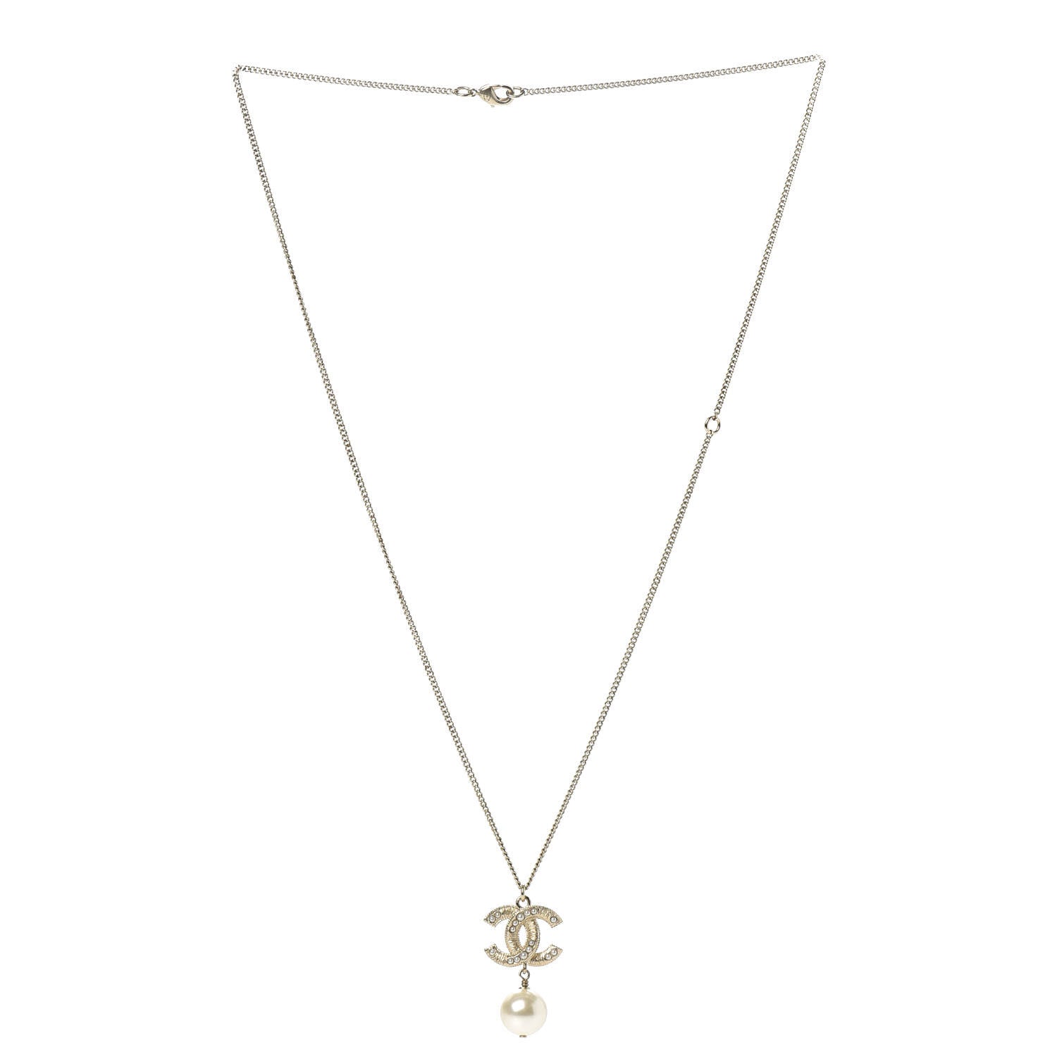 Chanel Pearl CC Drop Necklace Gold 3 of 6