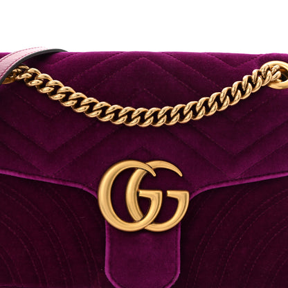 Gucci Velvet Matelasse Small GG Marmont Shoulder Bag Fuchsia Violet Cyclamen 8 of 10