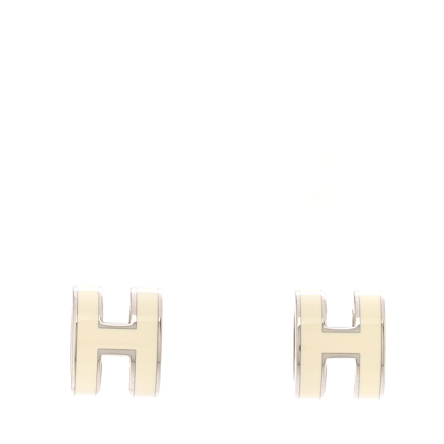 Hermes Palladium Lacquered Mini Pop H Earrings White 1 of 6
