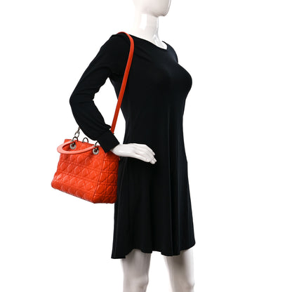Christian Dior Lambskin Cannage Medium Lady Dior Orange 2 of 15