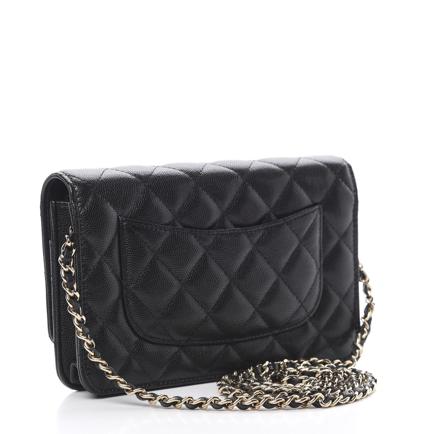 Caviar Quilted French New Wave Chain CC Wallet On Chain WOC Black