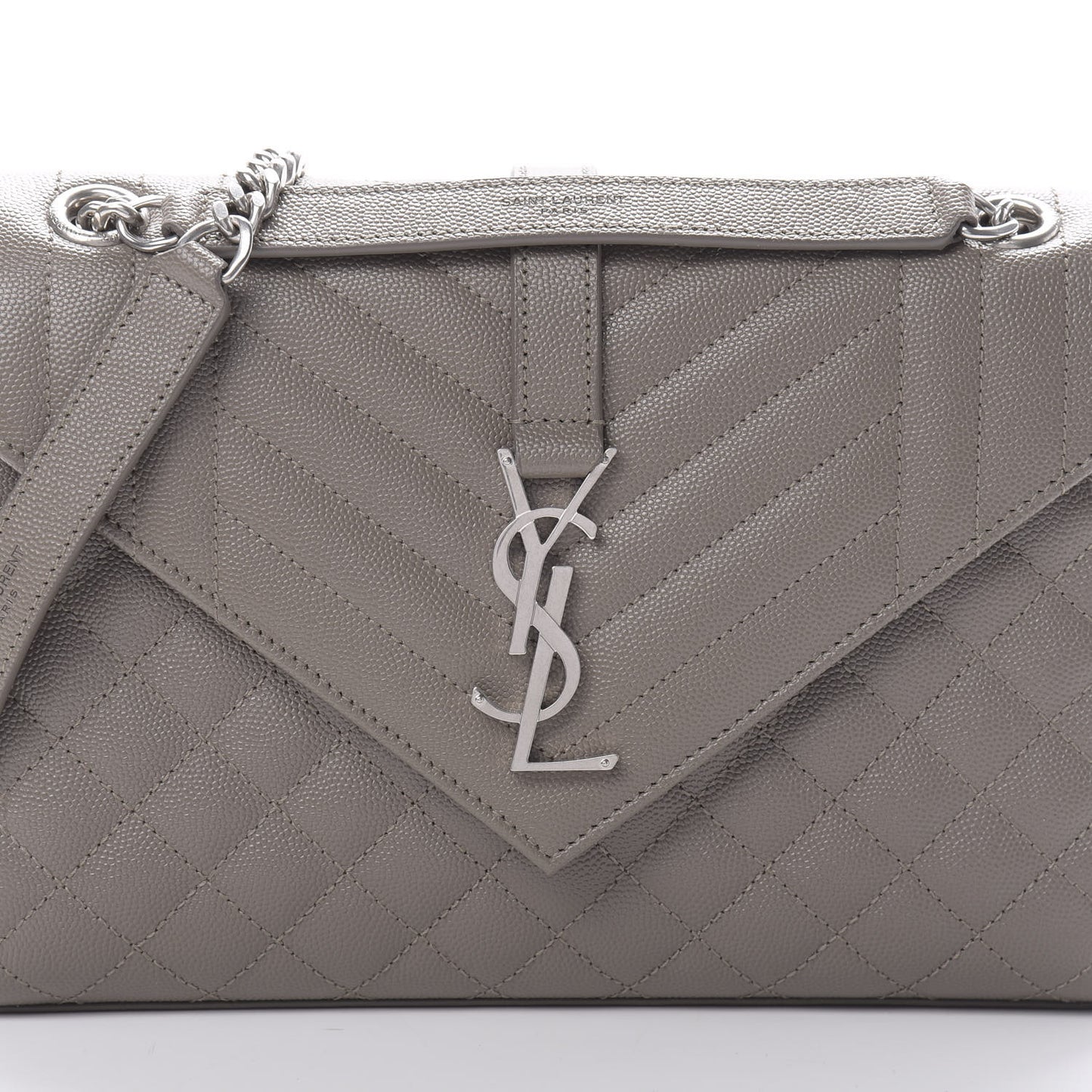 Grain De Poudre Textured Mixed Matelasse Medium Triquilt Monogram Satchel Earth