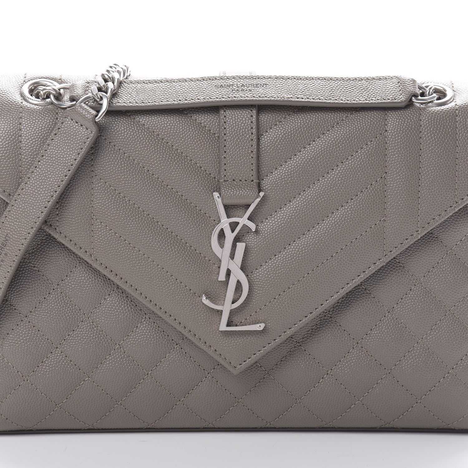 Saint Laurent Grain De Poudre Textured Mixed Matelasse Medium Triquilt Monogram Satchel Earth 8 of 10
