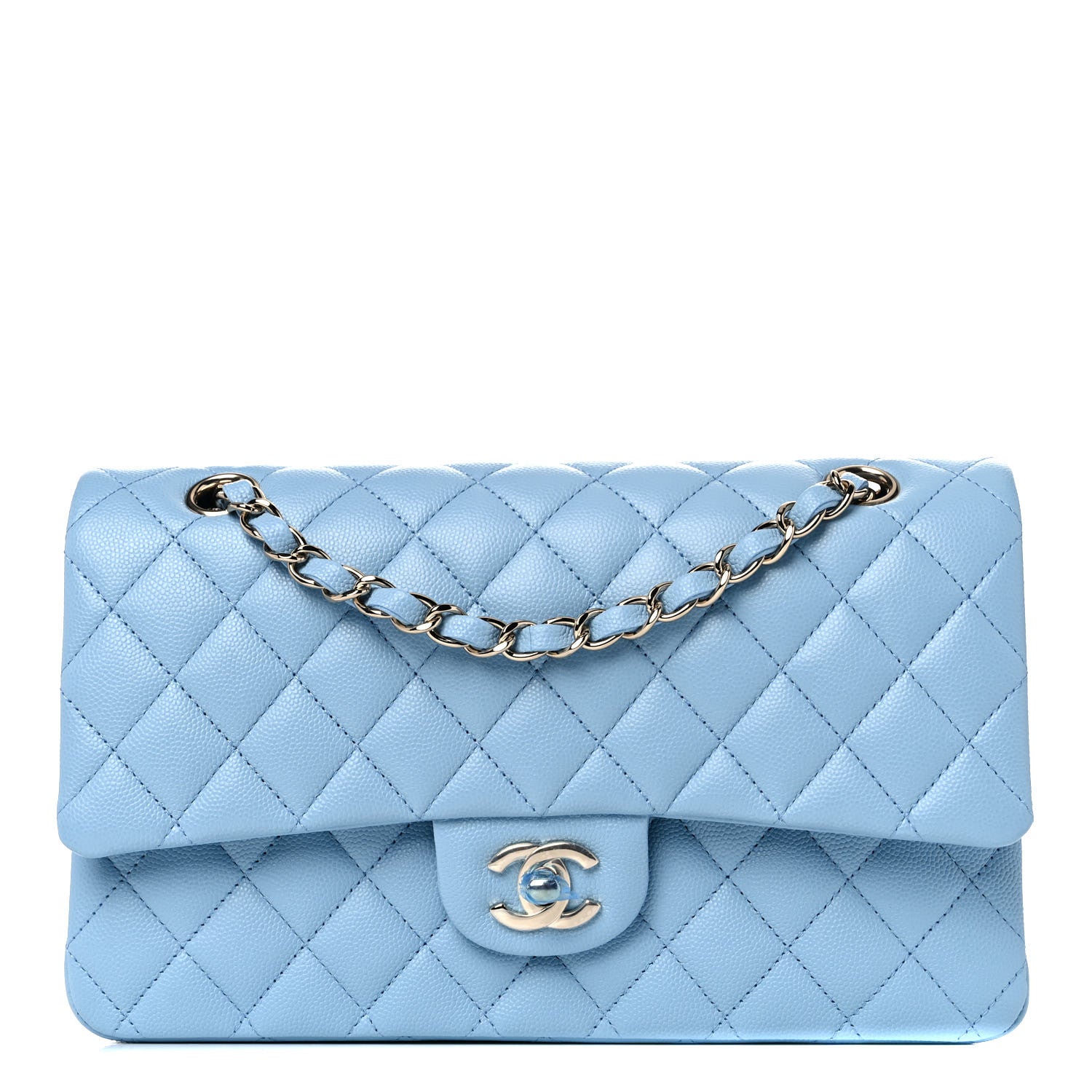 Chanel Caviar Quilted Medium Double Flap Light Blue 1 of 9