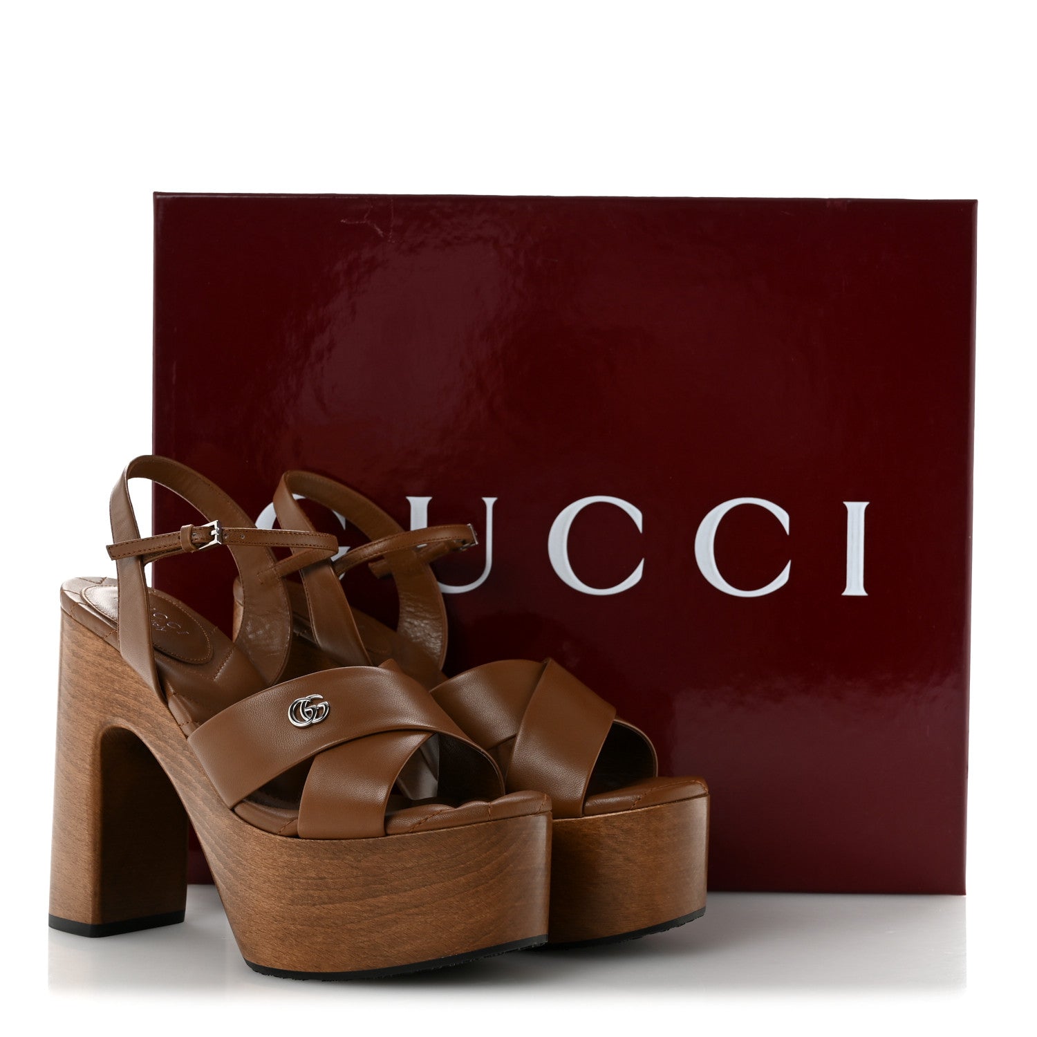 Gucci Nappa Charlotte GG Platform Sandals 36.5 Sundial 11 of 11