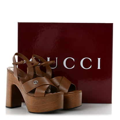 Gucci Nappa Charlotte GG Platform Sandals 36.5 Sundial 11 of 11