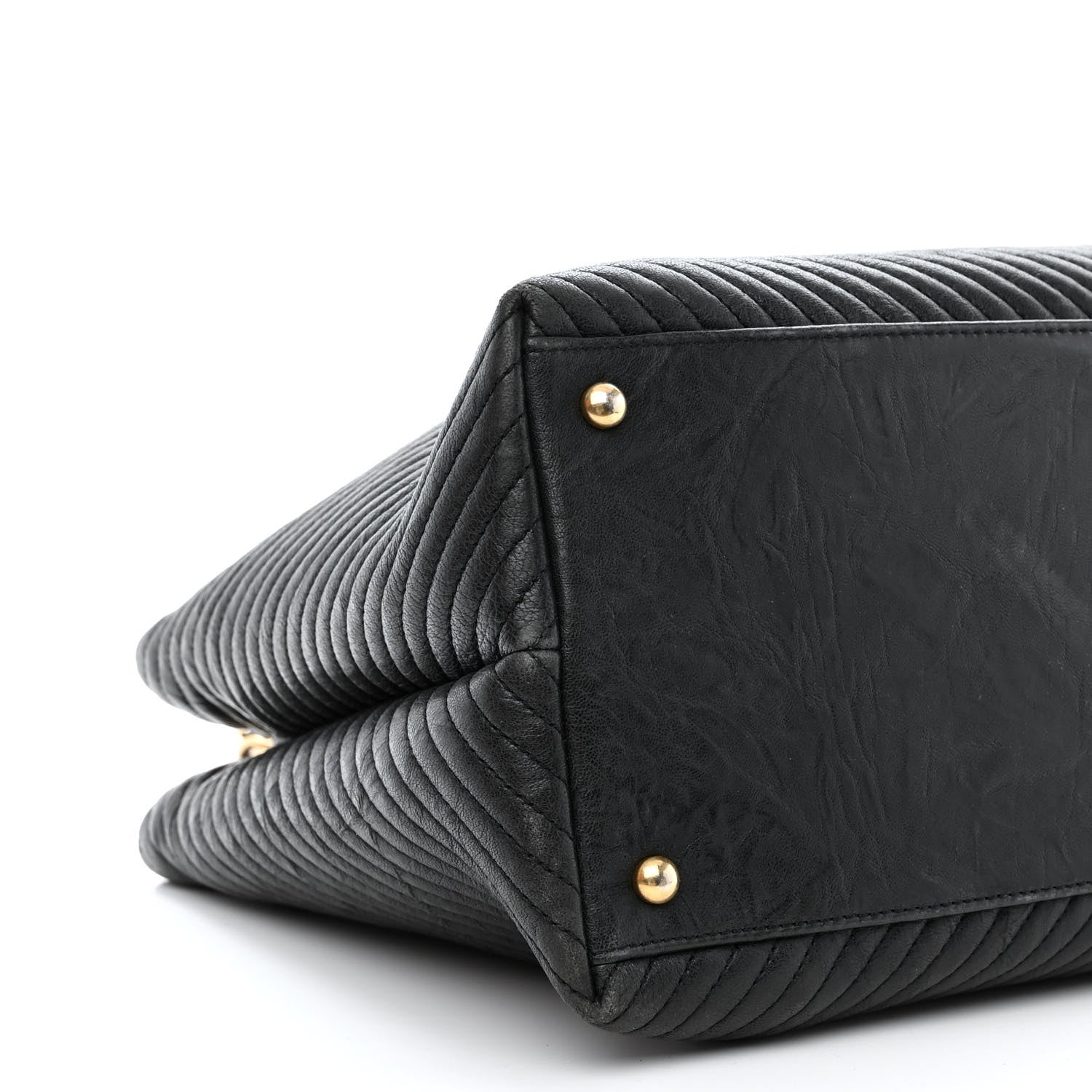 Chanel Wrinkled Lambskin Chevron Quilted Large Surpique Tote Black 10 of 12