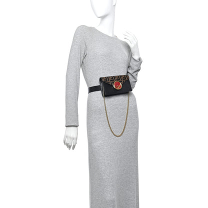 Fendi Vitello Liberty F is Fendi Bi-Color FF 1974 Embossed Envelope Belt Bag Maya Black 2 of 11
