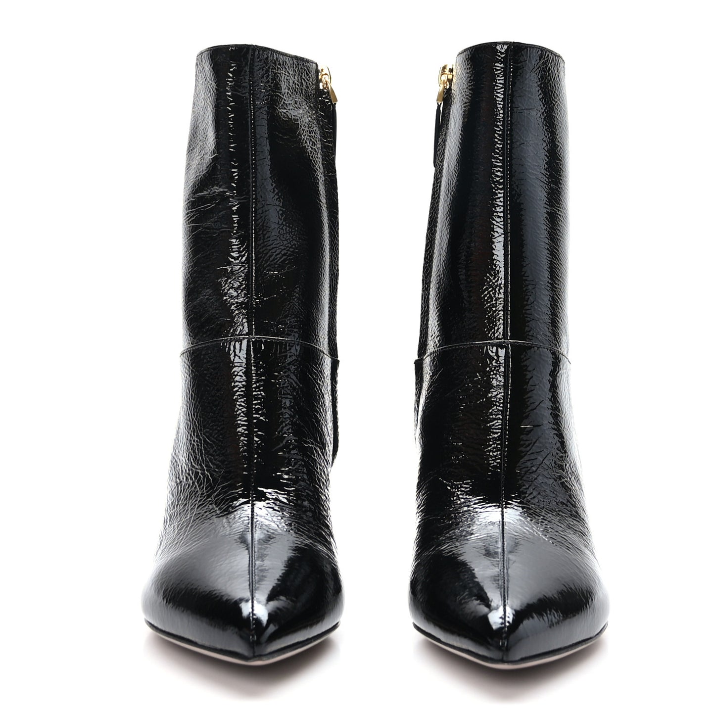 Crinkled Patent Ankle Boots 36.5 Black